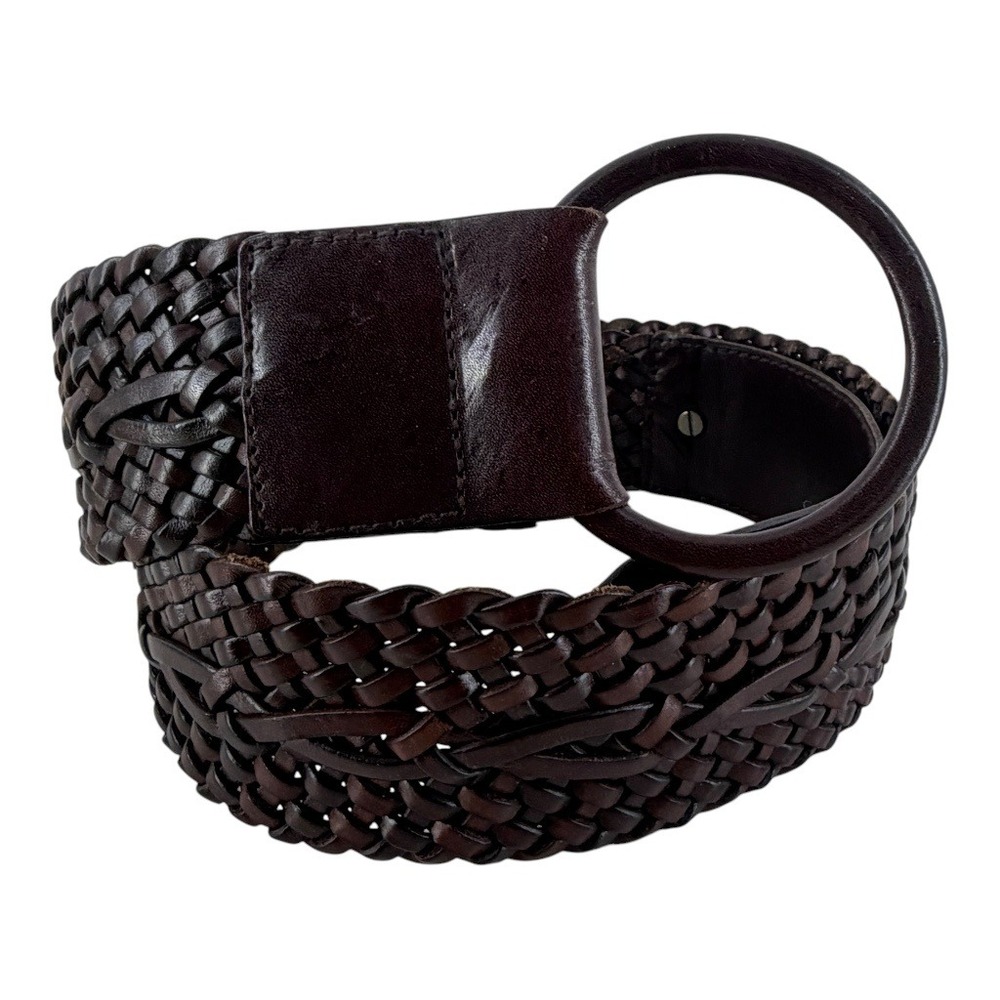 Wilsons Leather Braided Belt Womens L Brown Leather Wide Woven Cottagecore Boho